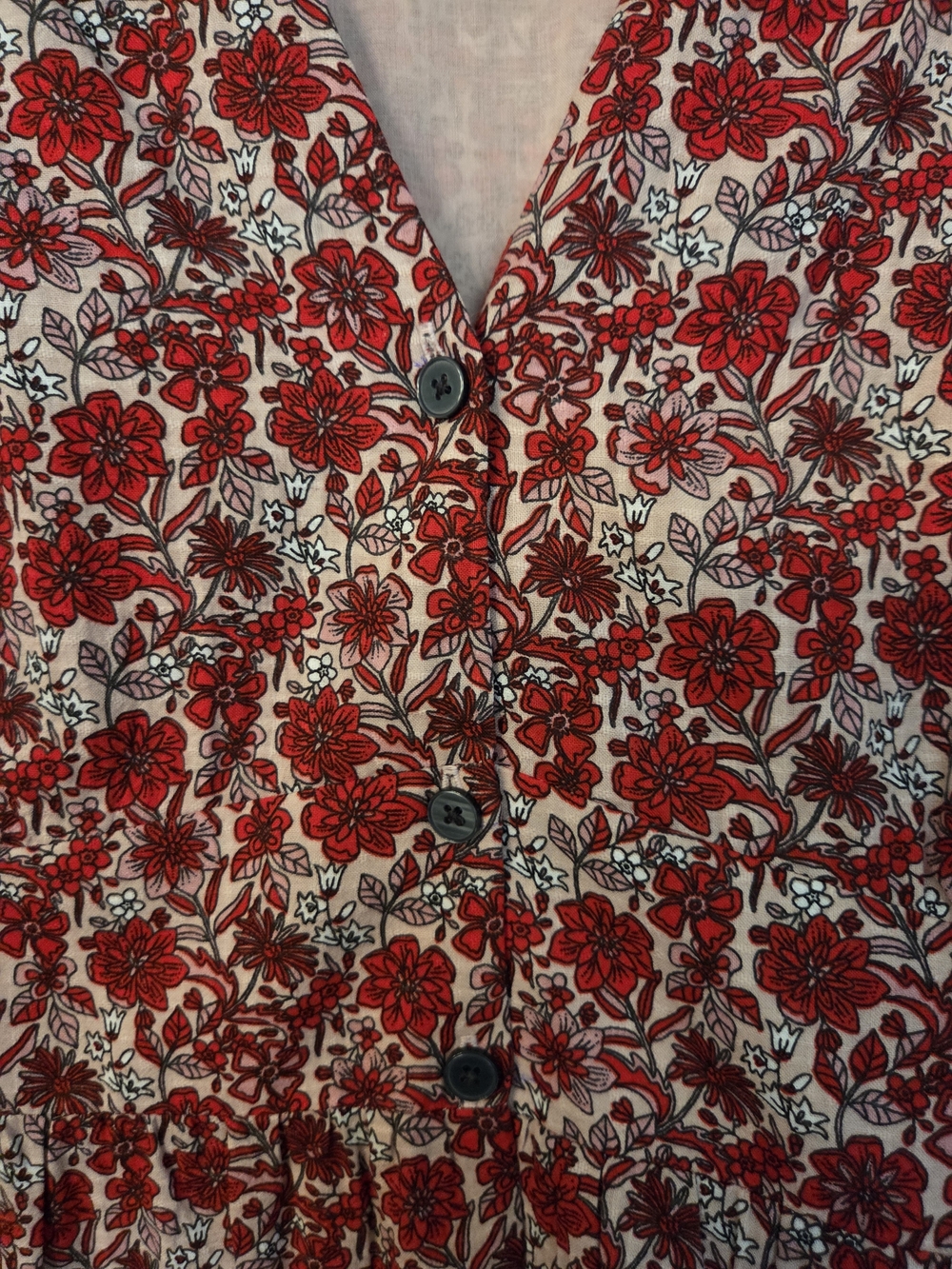 Boden Red + Pink Floral Maxi Dress with V-Neck - Size 16/18R - Picture 12 of 14